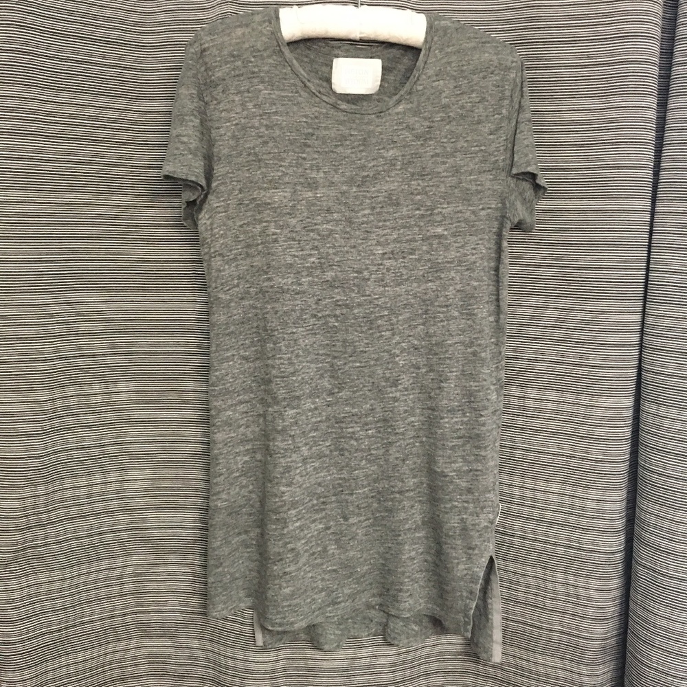 REIGN + STORM Tunic-length Linen Knit Short Sleeved Tee Heather Grey Size Medium